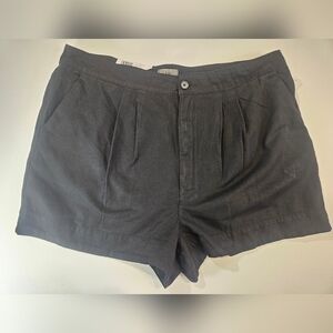 Joie Linen Shorts Womens XXL Black Pleated Preppy Goth‎ Inspired School Uniform